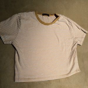 Brandy Melville Yellow Mustard White Stripe Top